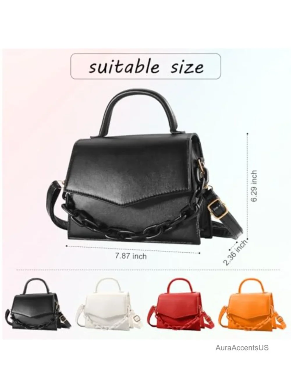 Trendy Small Satchel Crossbody Bag with Detachable Chain